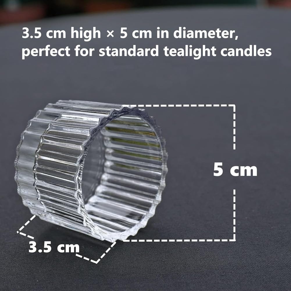 Przezroczyste świeczniki na świeczki tealight, zestaw 24 sztuk, szklane świeczniki na podgrzewacze, dekoracja stołu, na wesela, przyjęcia urodzinowe lub do