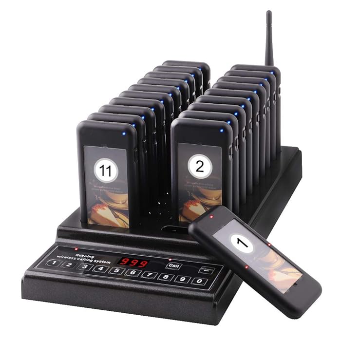 Buy 20 wireless pager buzzer +999 channel keypad caller Wireless Calling System Restaurant Pager
