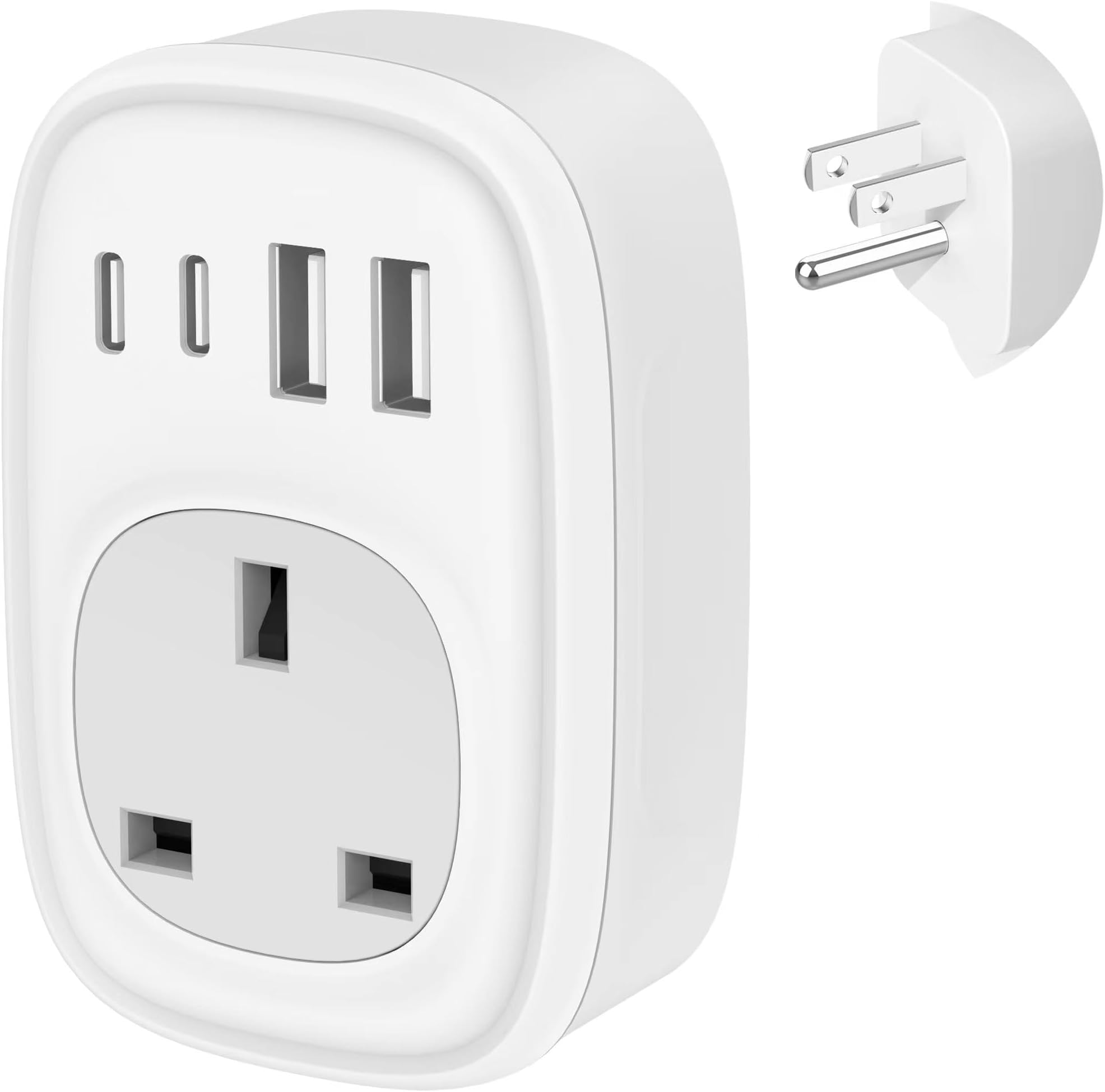 UK to US Plug Adaptor - UK to US Plug Adapter 40W USA Travel Adapter for American Canada Thailand Mexico Colombia 4 in 1 USBC Fast Charger with USB C Port for Phone Pad (Type B) Tusreda