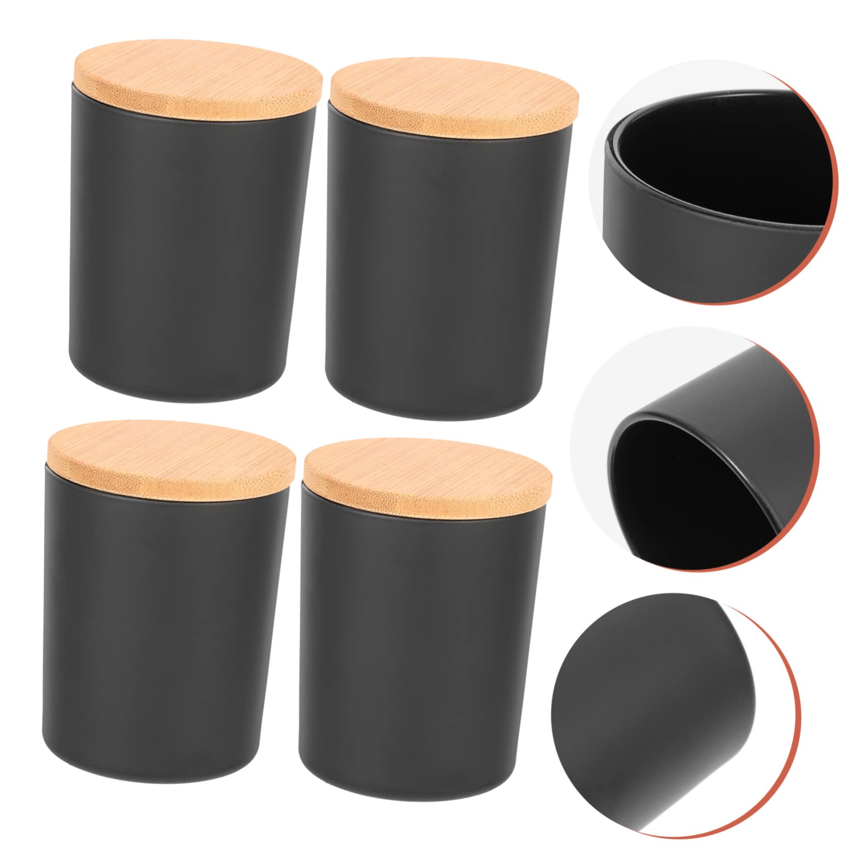 Artibetter 4sets Barattoli Con Coperchi in Bambù Per Candele Profumate Barattoli Per Fabbricazione Candele Adatti Per Spezie Da Cucina e Piccoli Oggetti