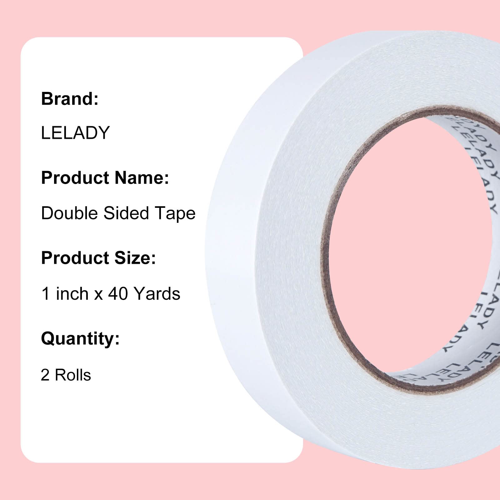 Doppelseitiges Klebeband 25.4mm x 2 Rollens, 36.5m pro Rollen, Beidseitiges Klebeband Set, Starke Klebeband, Mehrzweck-Klebeband doppelseitig für Büro/Handwerk/Nähen/DIY