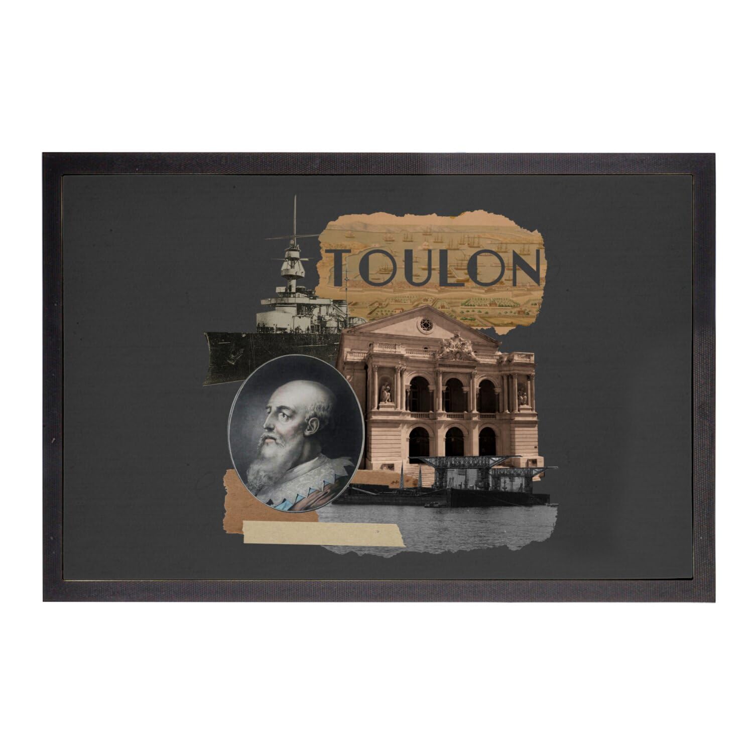 Paillasson noir souvenir de Toulon le soleil du Sud chez vous