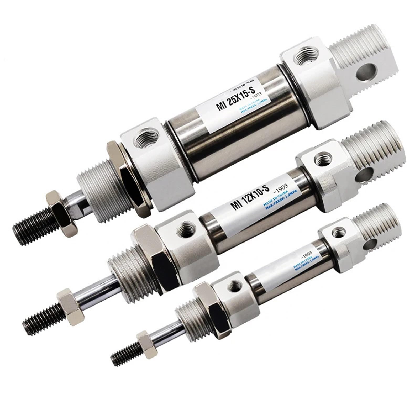 Cylindre pneumatique en acier inoxydable MI12 robuste à double effet