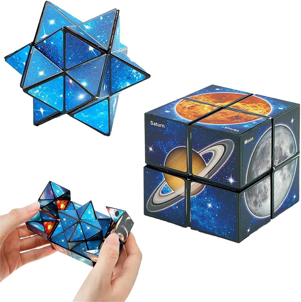 Masroo Infinity Cube Fidget Toy,2 in 1 Magic Star Cube, 3D Puzzle Cube,Speed Cube,Transforming Cubes Magic Puzzle Cubes for Kids and Adults
