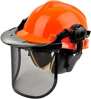 Descanso de capacete HDPE Capacete Comrtable Respirável Design com Abafador Ajustável Abafador de Malha de Aço Escudo Laranja