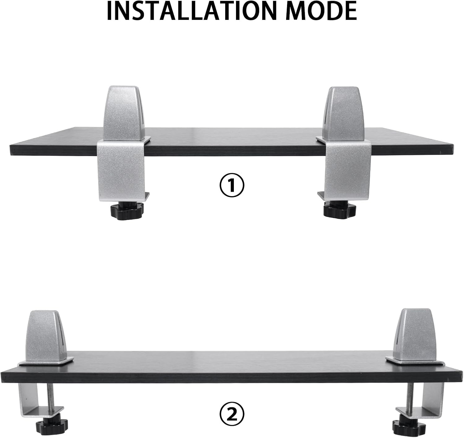 Heavy Duty Sneeze Guard Clamp For 0.1" to 1" Thick Panel,Desk Partition Support Clamps,Adjustable Aluminum Desktop Divider Holder,Easy to Install Desk Privacy Panel Clips, 4 Pack,Silver
