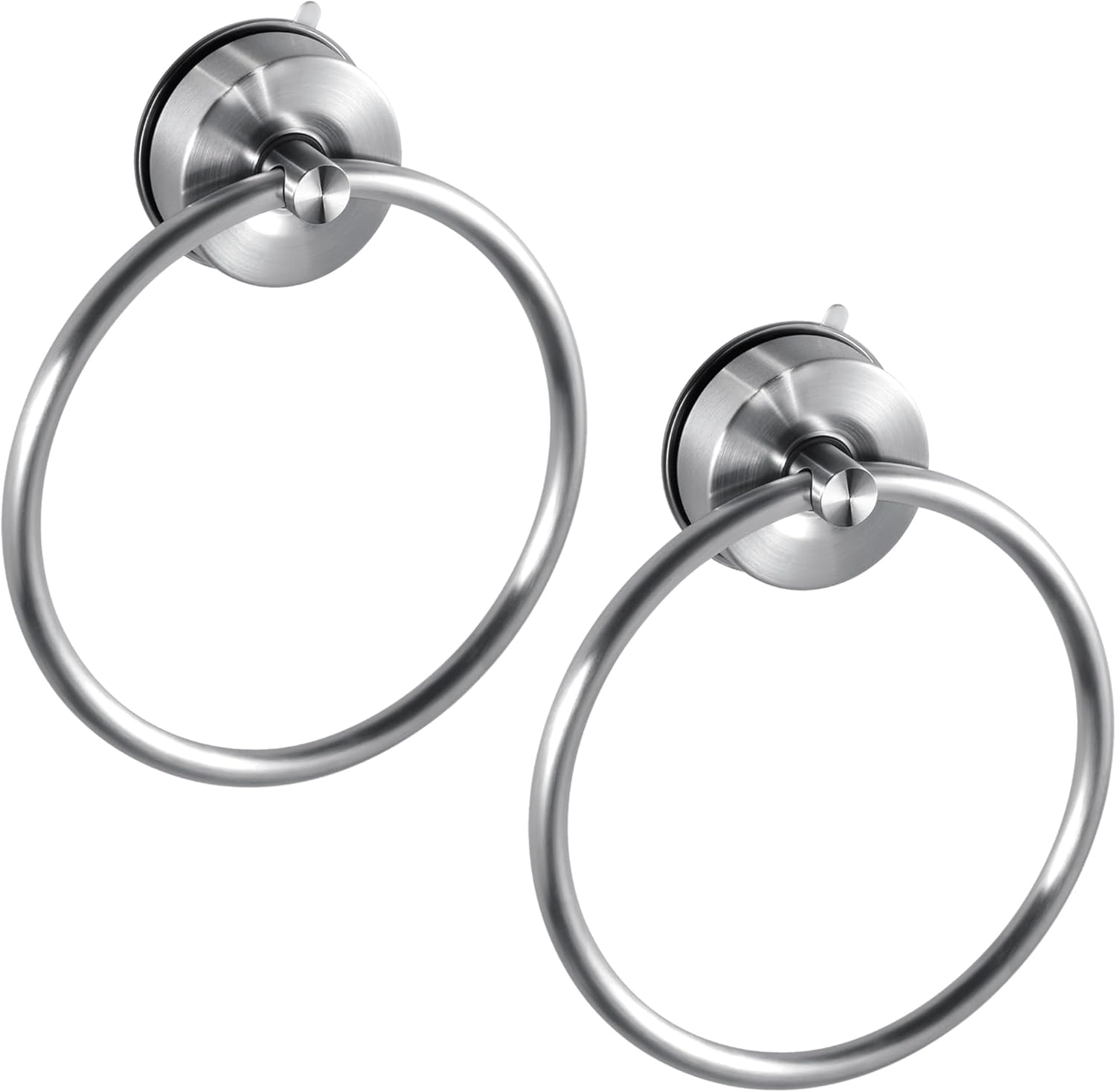 JOMOLA Stainless Steel Suction Cup Towel Ring Holder for Bathroom - Rustproof No Drill Wall Mount Towel Rack, Adjustable & Damage-Free Bathroom Accessories for Shower, Spa, Hotel, Brushed