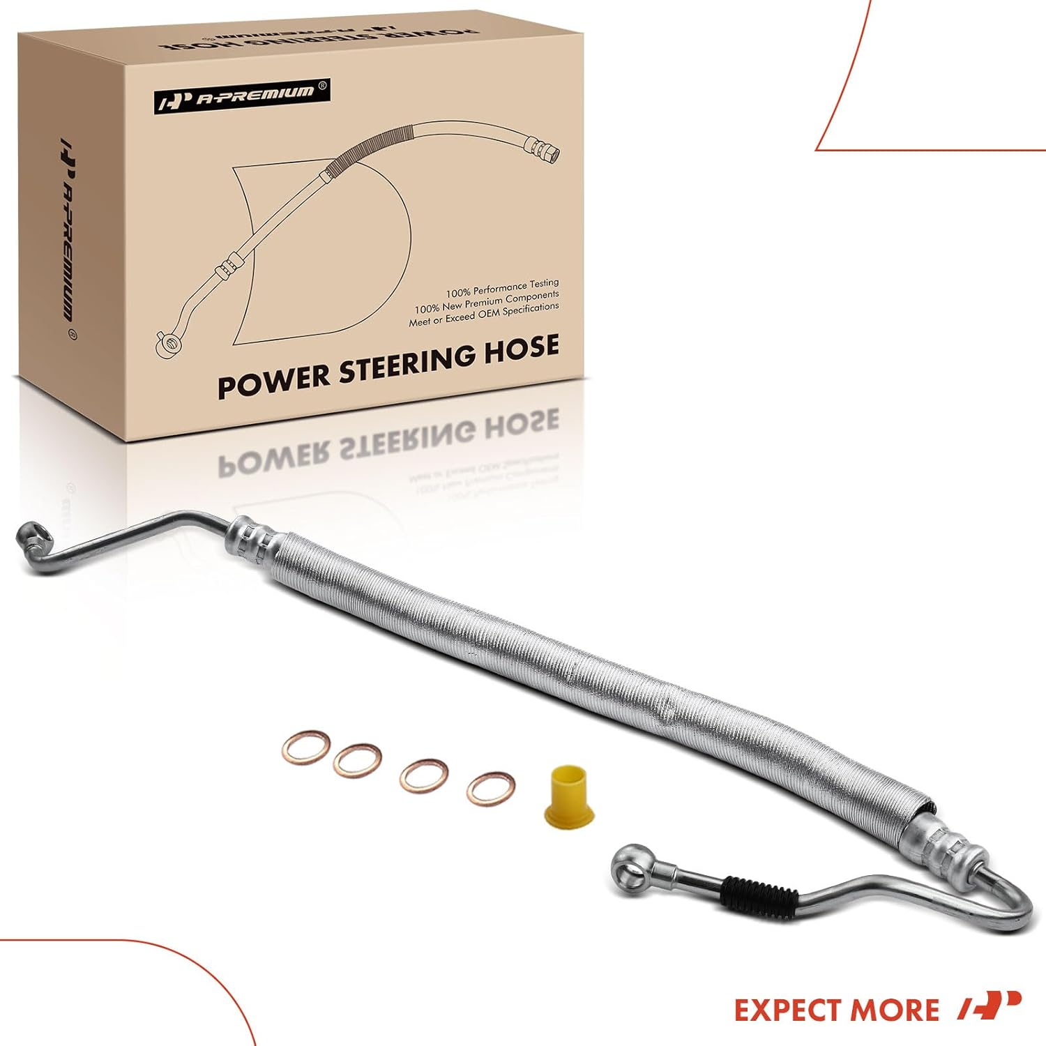 A-Premium Power Steering Pressure Hose Line Assembly Compatible with BMW E39/E60 Series 540i 1997-2003, 4.4L, Pump to Rack/Gear