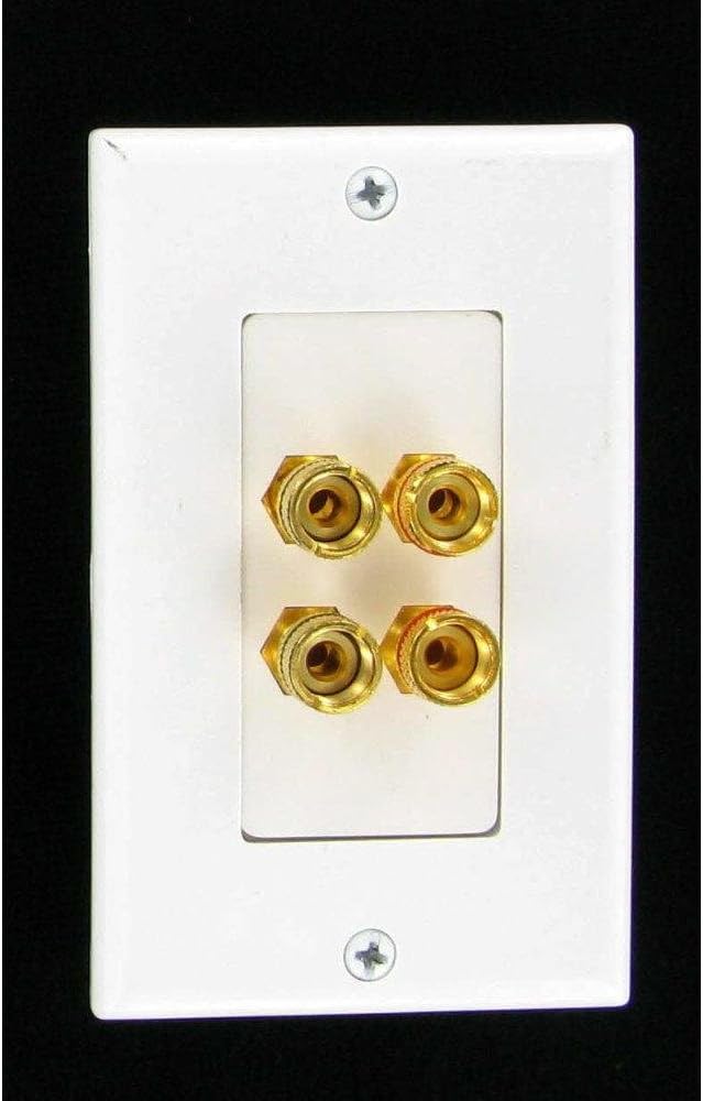 2 Speaker Wall Plate With Gold Plated Binding Posts