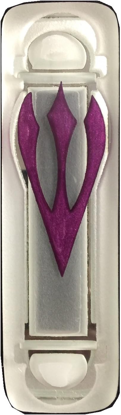 Judaica Self Stick Glass Mezuzah Purple Shin