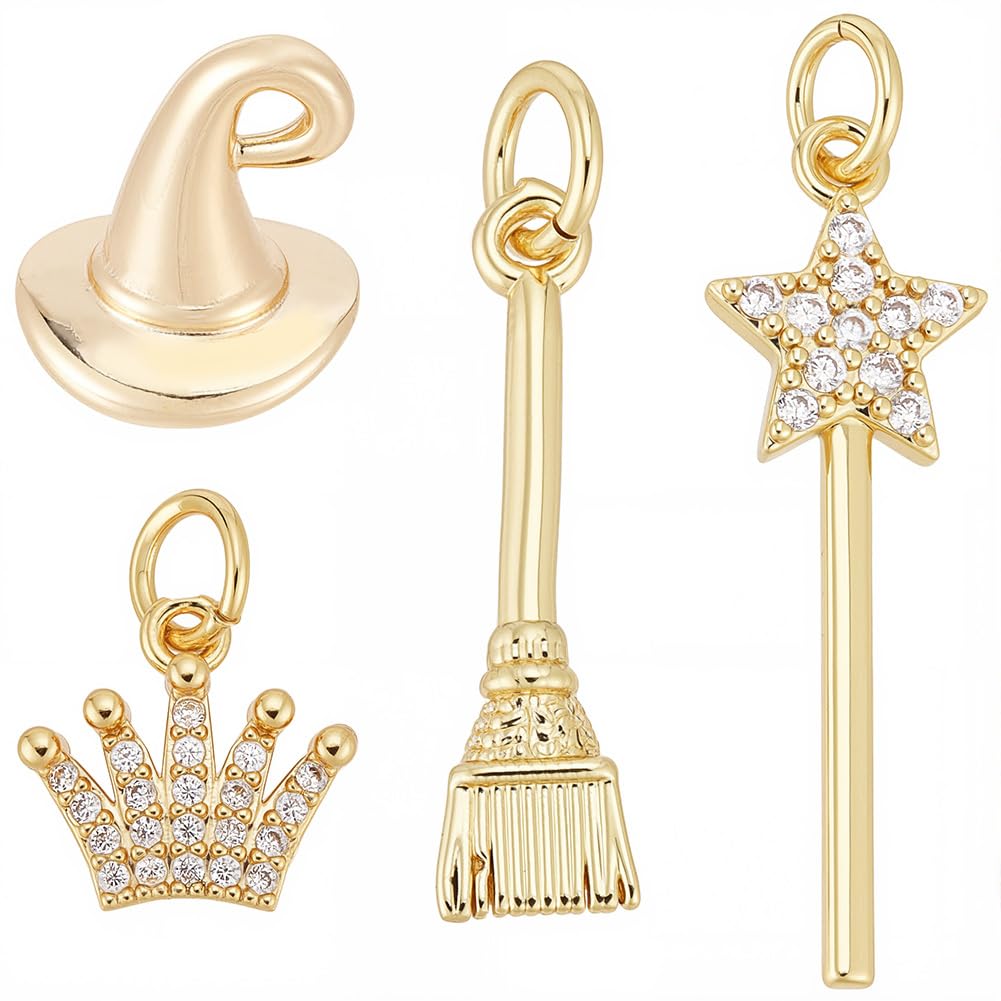 Breloques couronne dorée et chapeau de sorcière pour pendentifs de création bijoux DIY
