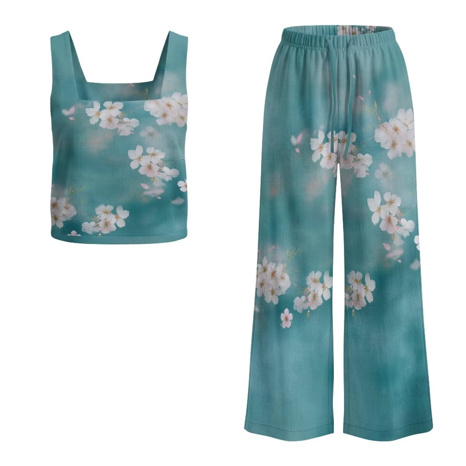 Xoenoiee Set da 2 pezzi da donna con canottiera e pantaloni, abiti estivi abbinati per vacanze al mare, taglie S-2XL
