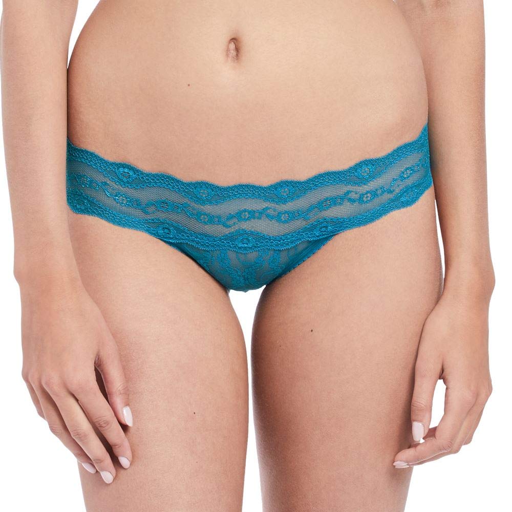 b.tempt'd by Wacoal Women's Lace Kiss Hi Leg Brief Panty, Mykonos Blue, XL