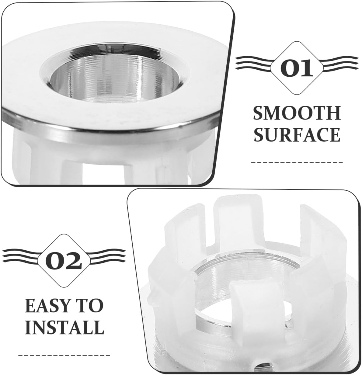 Generic Sink Overflow Covers Replacement Caps 4-Pack for Bathroom Kitchen Sinks Easy Install Smooth Finish Durable Sink Basin Overflow Rings