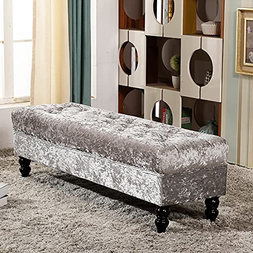 Pouf haut de gamme en velours capitonné de cristaux pour salon chic