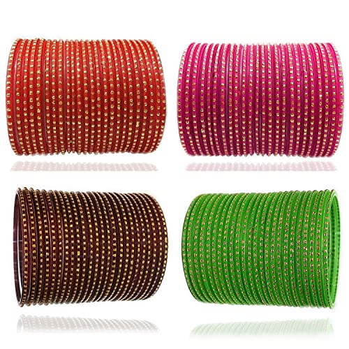 Pulseras de cristal alegres para diario y fiestas familiares con diseño de puntos de vidrio