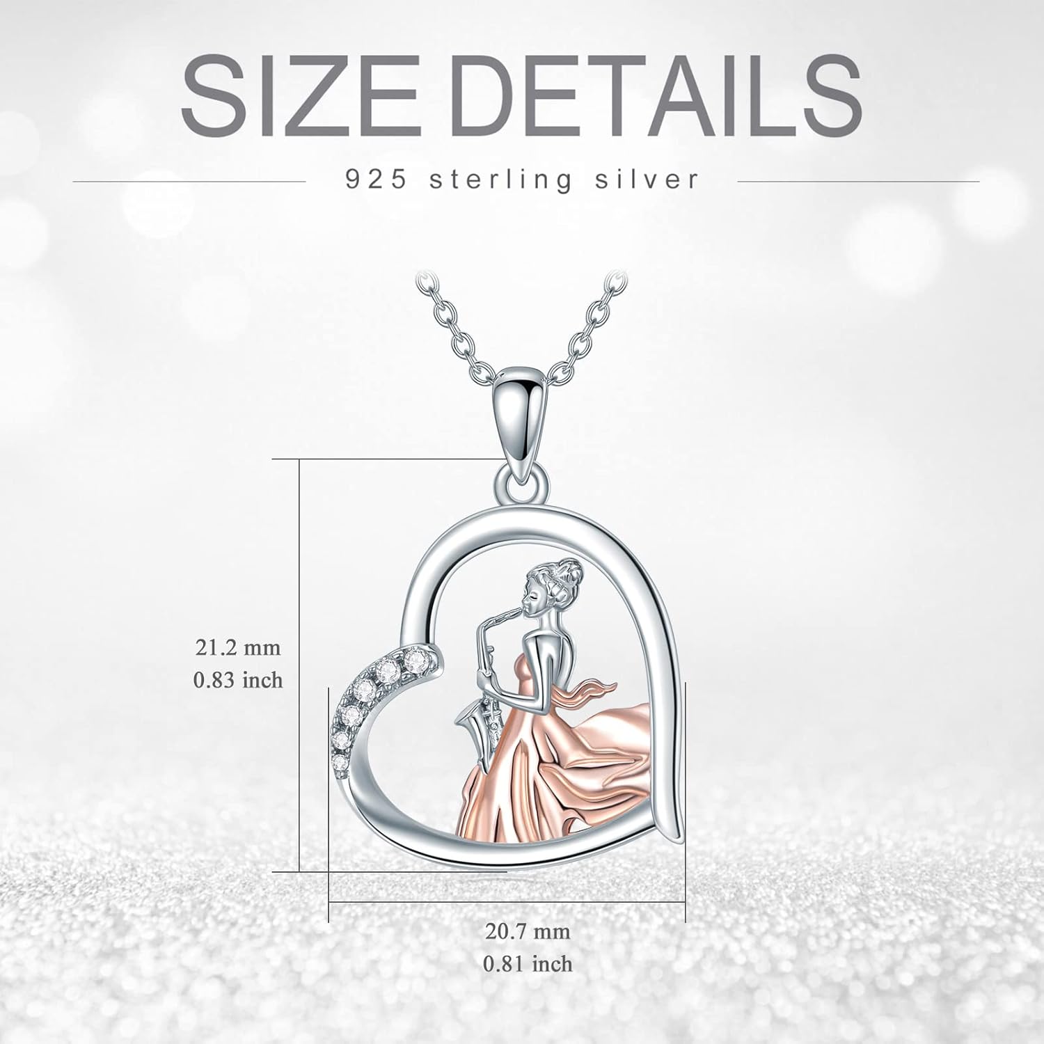 Violinist Necklace Sterling Silver Music Crystal Jewelry Saxophone Cello Violin Piano Flute Music Note Necklace Music Gifts for Women Girl Daughter - Image 5