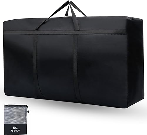 KXF Bolsas de almacenamiento extra grandes de 180 L con asas, impermeables, duraderas, negras, bolsas de transporte debajo de la cama, organizador