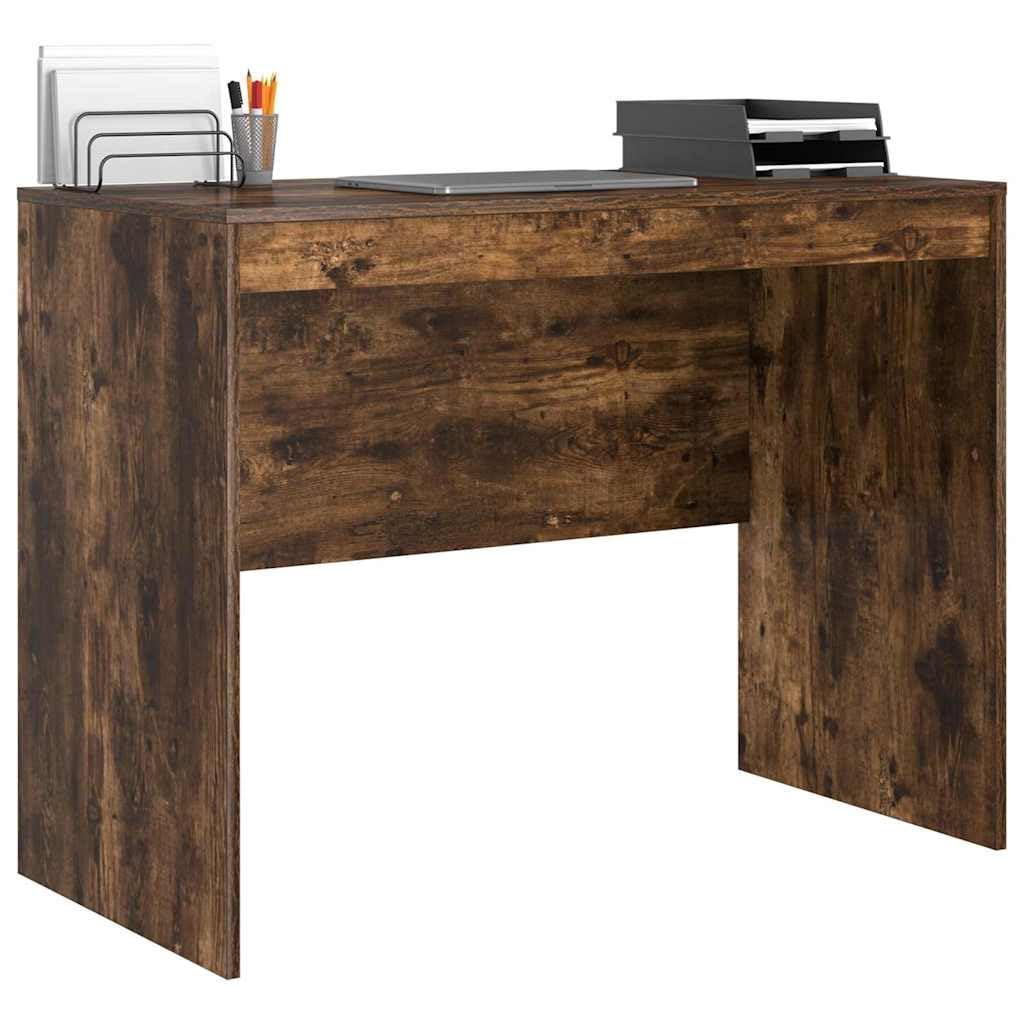 vidaXL Desk Smoked Oak 100 x 50 x 76 cm, Compact Desk, Modern Style, Ergonomic Workspace, Functional Writing Table, Durable Indoor Furniture for Small Rooms