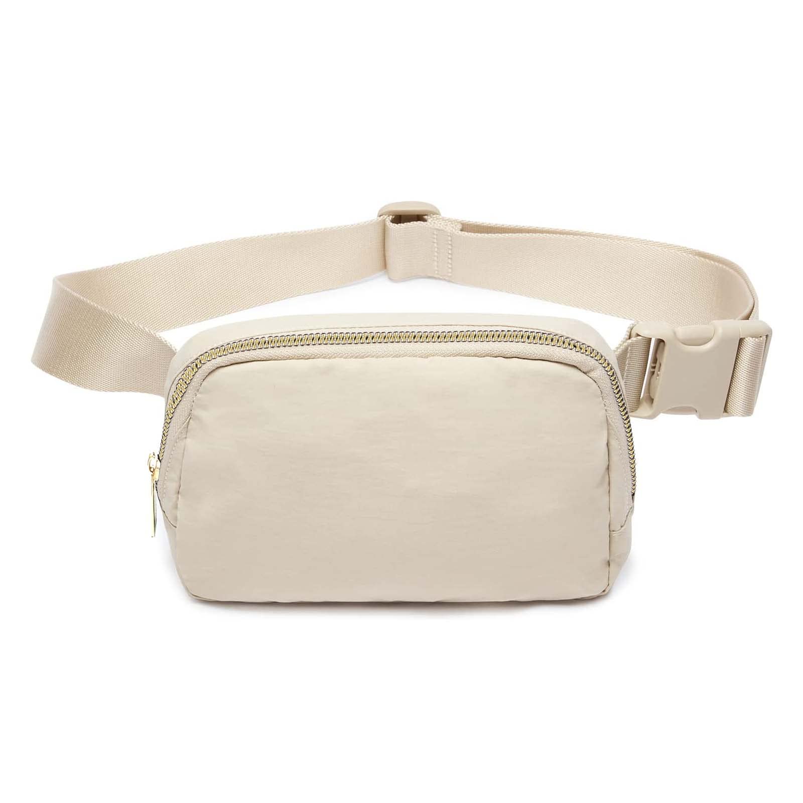 Belt Bag for Women Men Crossbody Fanny Pack Waist Bags with Adjustable Strap Waterproof Everywhere Belt Bag for Workout Running Travelling Hiking (Beige)