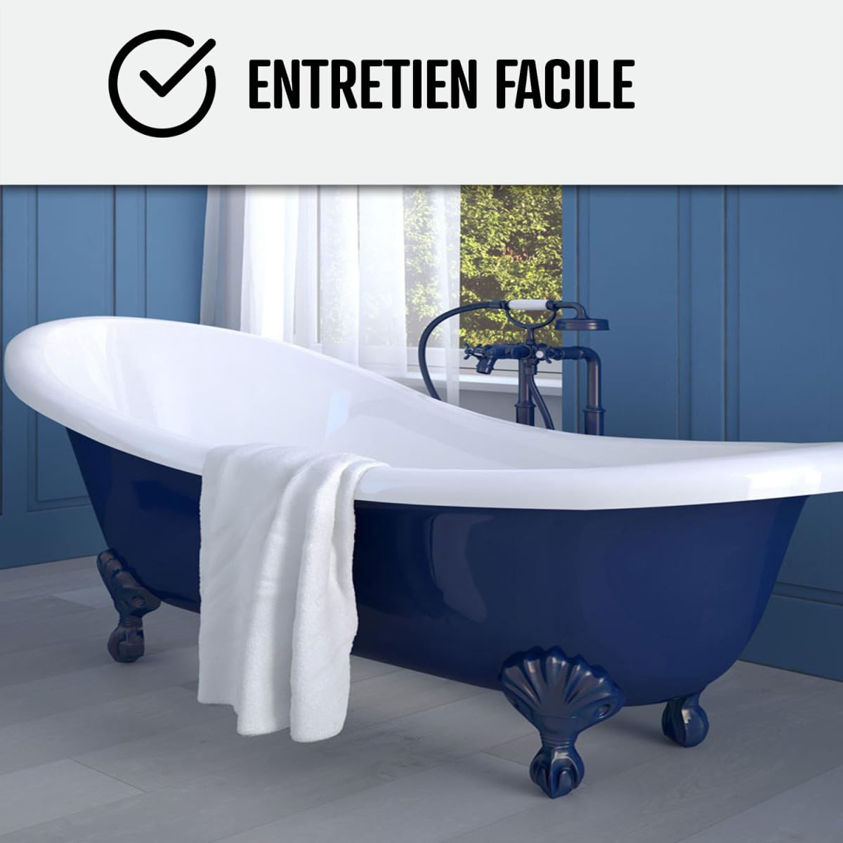 ARCANE INDUSTRIES Peinture Baignoire Lavabo Bac à douche : Résine Salle de Bain pour Baignoire émail, acrylique et fonte - 1 kg (jusqu'à 3 m² en 2 couches) Gris Argent - RAL 7001