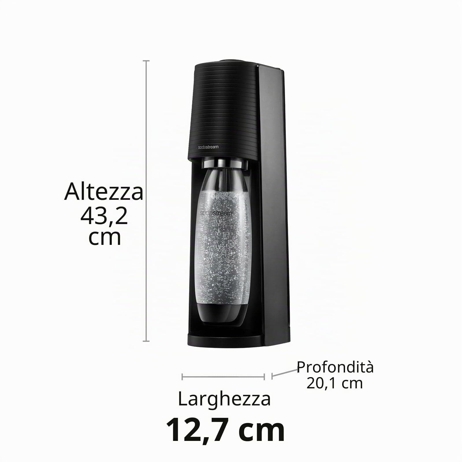 SodaStream Terra - Macchina per acqua frizzante, con CO2 e bottiglia lavabile in lavastoviglie, colore: Nero