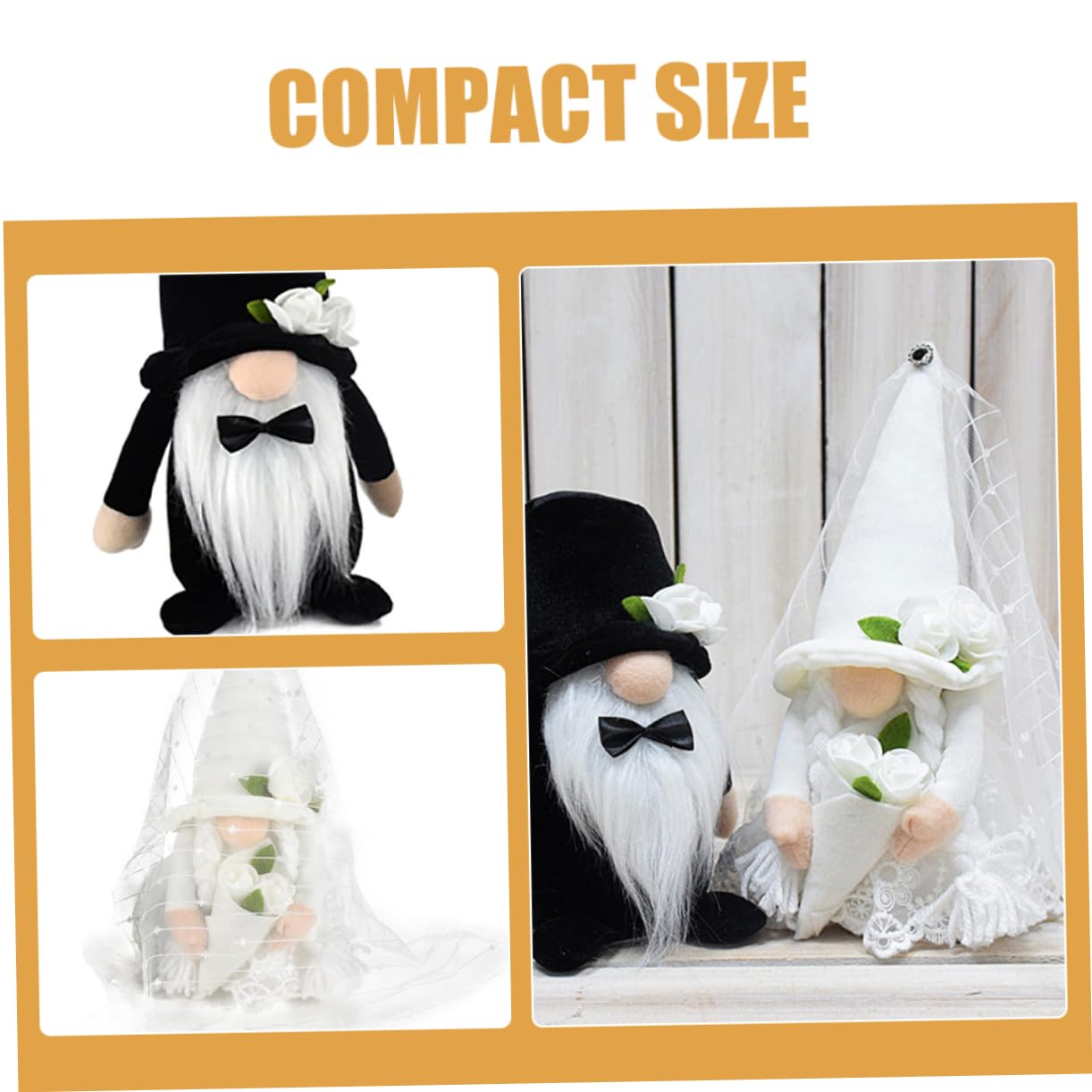 Ciieeo 2 Stück-Pack Hochzeitszwerg Dekoration Gesichtsloser Gnom mit Hochzeitstauben Plüschfigur für Tisch und Fensterdeko zur Hochzeit