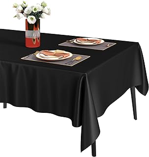Fixwal 16 Pack Black Plastic Tablecloth Disposable Table Cloth 54" x 108" Plastic Table Cover Premium Rectangle Tablecloths for Baby Shower Engagement Halloween Wedding