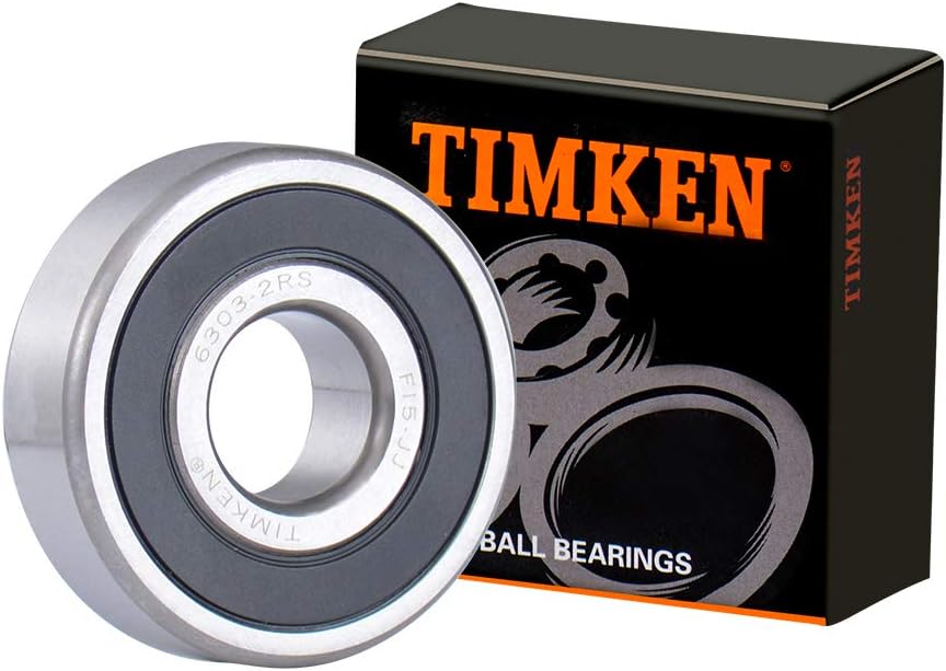 2PACK TIMKEN 6303-2RS Double Rubber Seal Bearings 17mmX47mmX14mm, Pre-Lubricated and Stable Performance and Cost Effective, Deep Groove Ball Bearings