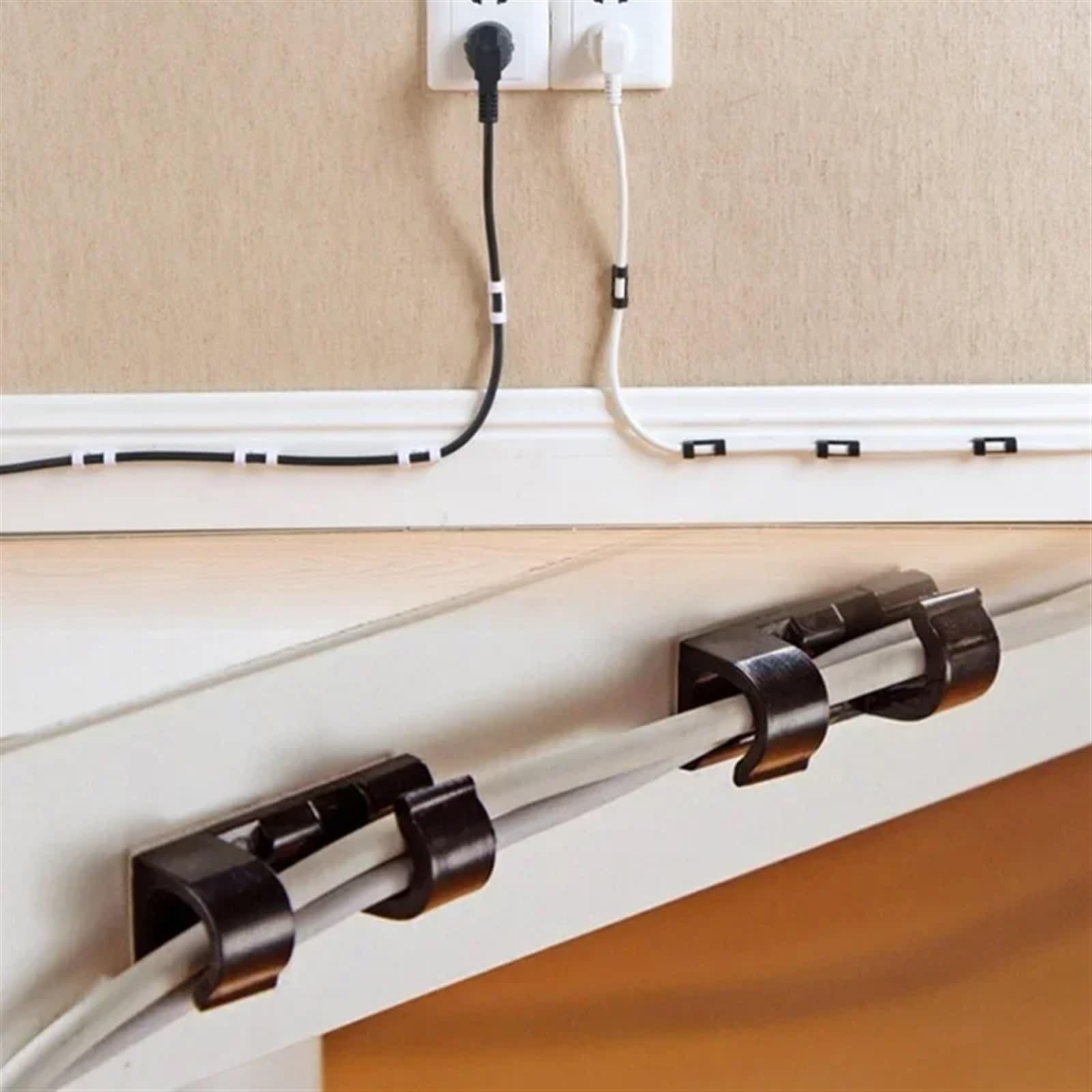 20 Stück selbstklebende Kabelklemmen, Klemmen for Tisch und Wand, Organizer, Halterung for Computer, USB-Ladedatenkabel(20 pcs white)