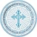 Radiant Cross Blue Religious Dessert Plates, 8ct
