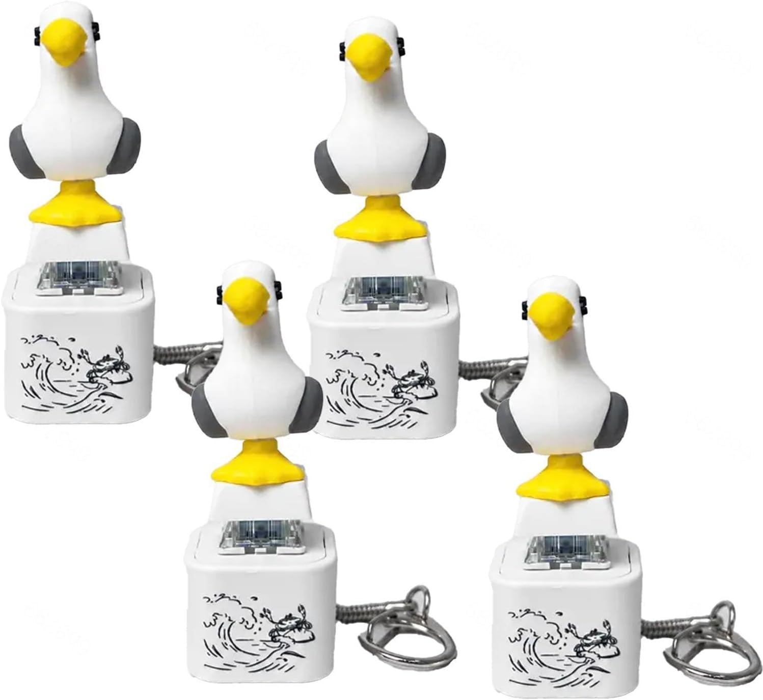 Fidget Clicker Keychain , Rechargeable Fidget Clicker with Real Sound and LED Light, Seagull Keychain , Funny Interactive Desk Stress Relief Toy Gifts for Adults,white-4pcs