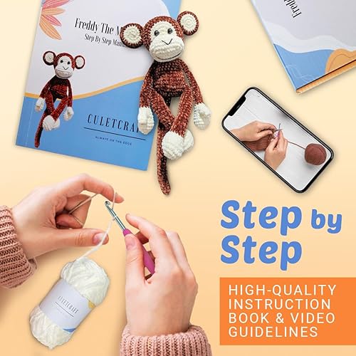 Miniatura 3 de CULETCRAFT Kit de ganchillo para adultos principiantes, Freddy The Monkey Kit de animales de ganchillo para principiantes, aprende a ganchillo con