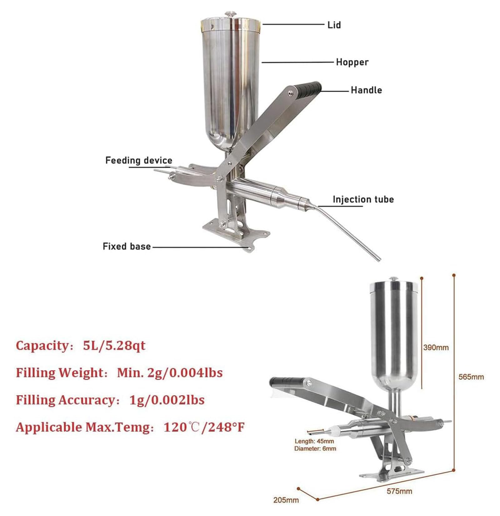 Manual Donut-Filling Machine 304 Stainless Steel Cream Injector with 4 Nozzles - Perfect for Bakeries Restaurants Cafes Home — view 4