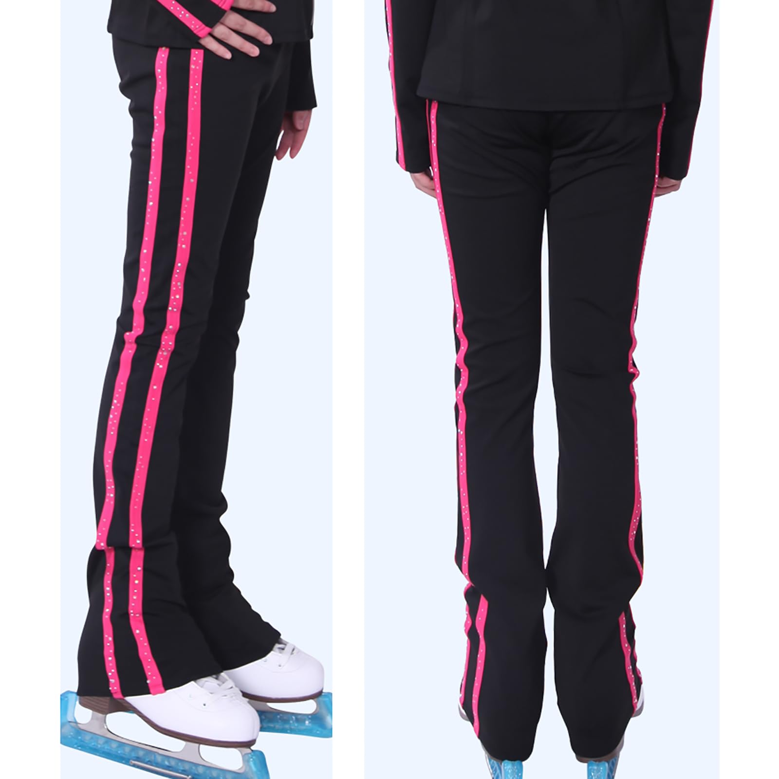 Traje de Entrenamiento de Patinaje Artístico para Mujeres y Niñas Chaquetas con Capucha y Pantalones de Entrenamiento de Patinaje sobre Hielo(Size:XXS,Color:Rosa)
