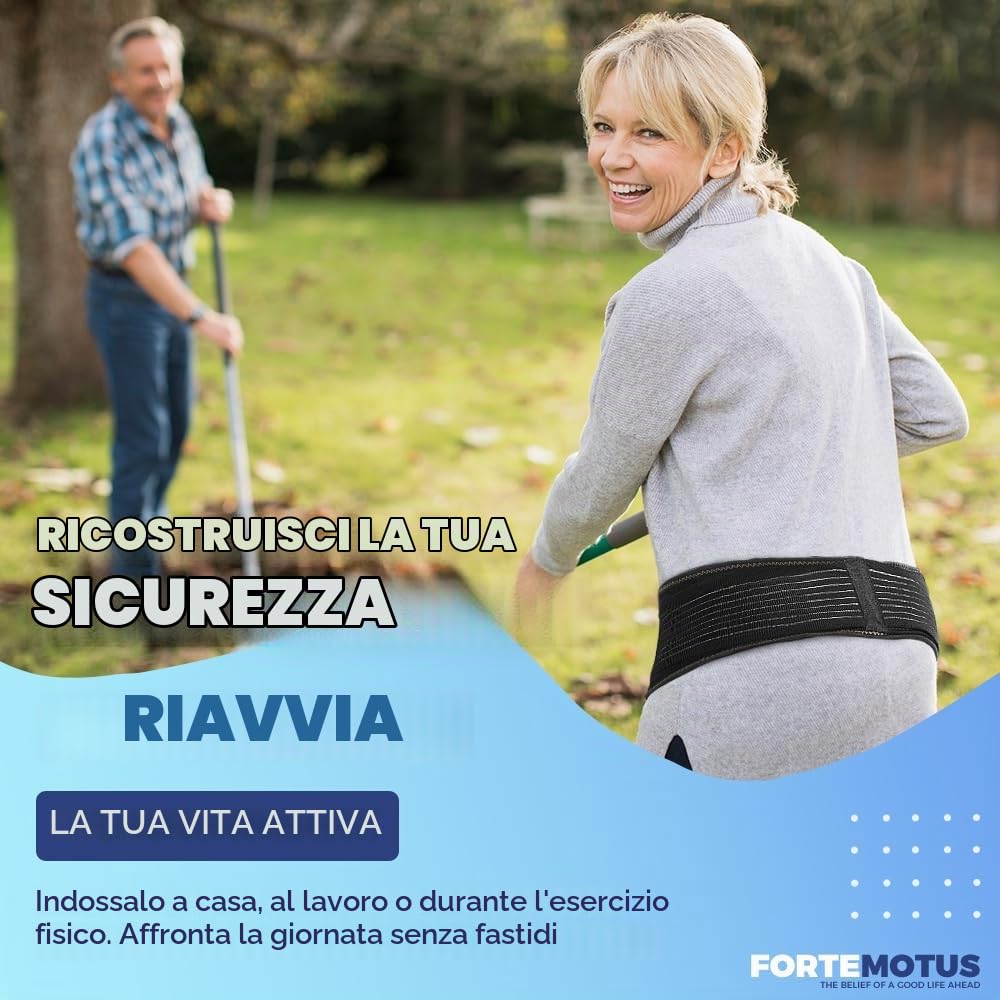 FORTEMOTUS Cintura Sacroiliaca Donna e Uomo, Fascia Fianchi Supporto per Sciatica Anca Si Joint Belt per Alleviare Sciatica, Dolori, Pelvici, Artrosi del Femore, Alla Schiena (Nero, L)