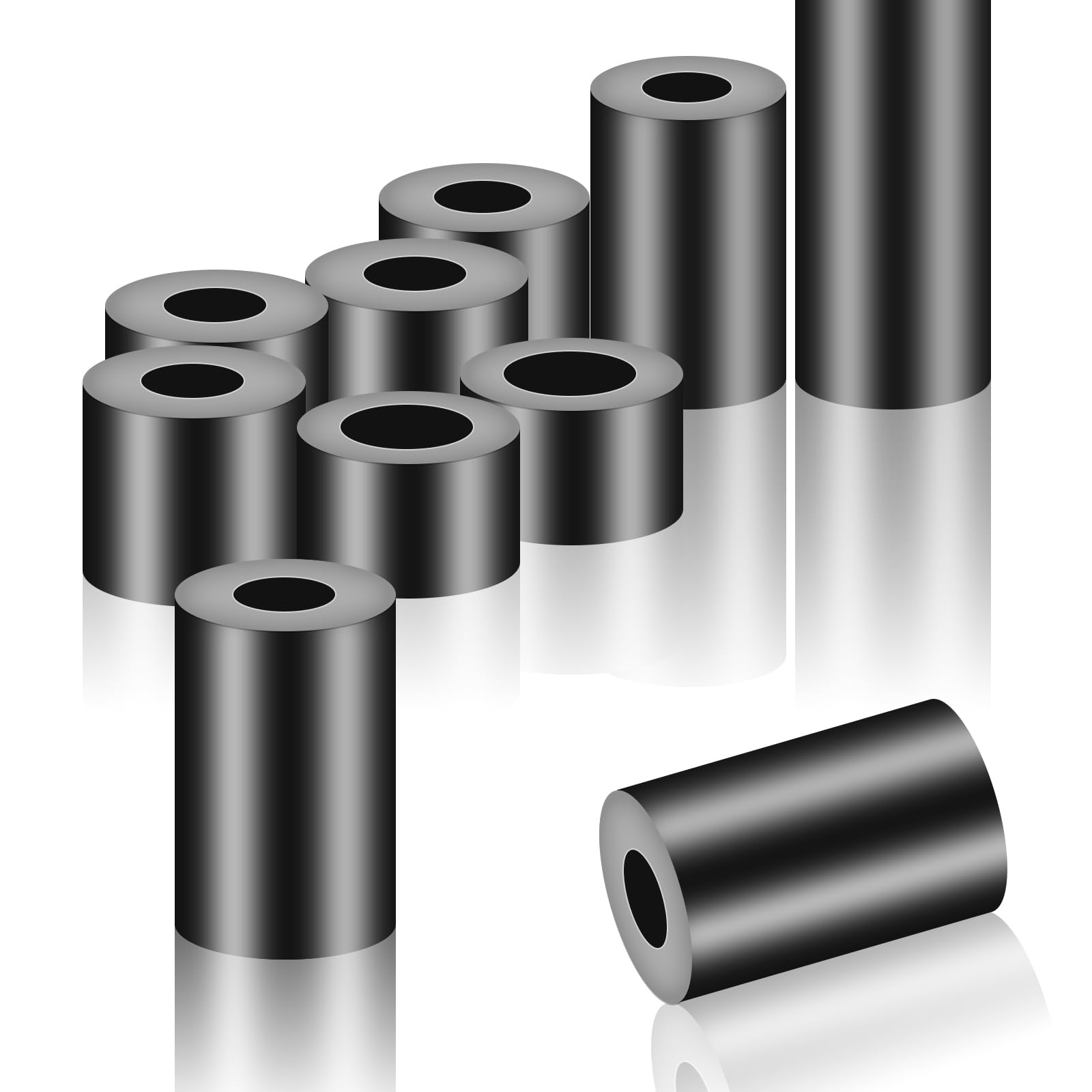 HAISHANG 50 Pezzi Distanziali Rotondi in Nylon M8, Spessori in Gomma ABS, Distanziatori 14x20 mm, Rondelle in Plastica Nera, Distanziatori Isolanti per Viti M8
