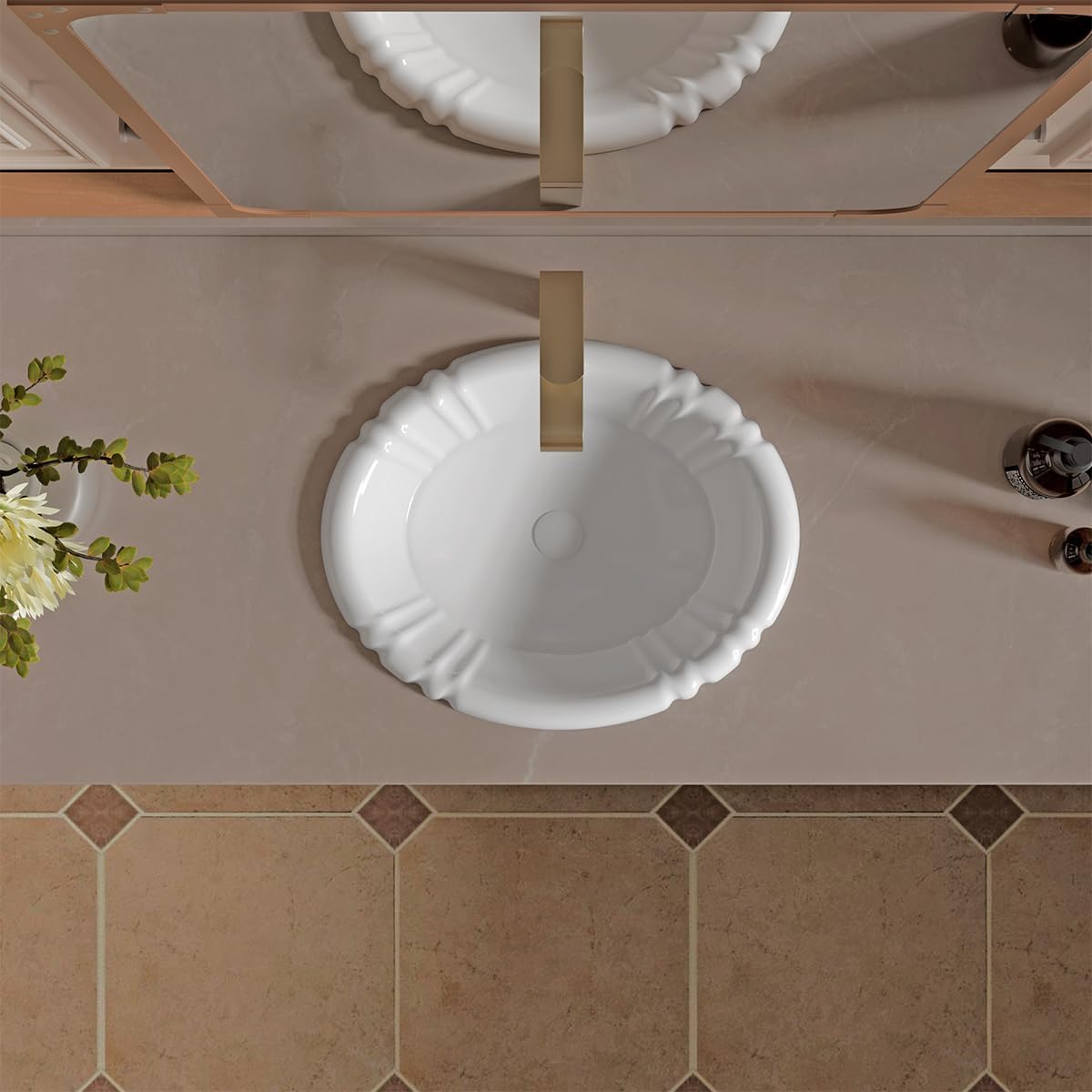 Oaker 1126 Drop-in Bathroom Sink Oval Single Bowl with Overflow, Overall size: 19-4/5" (W) x 16-1/8" (D) x 7-1/3" (H), cUPC Certified, White