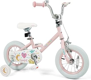 COSTWAY Kids Bike for Girls Boys Age 3-8 Years, 12 14 16 18 Inch Girls Bike, Children Bicycle with Removable Training Wheels, Coaster Brake, Height Adjustable Handlebar and Seat, Pink/Purple