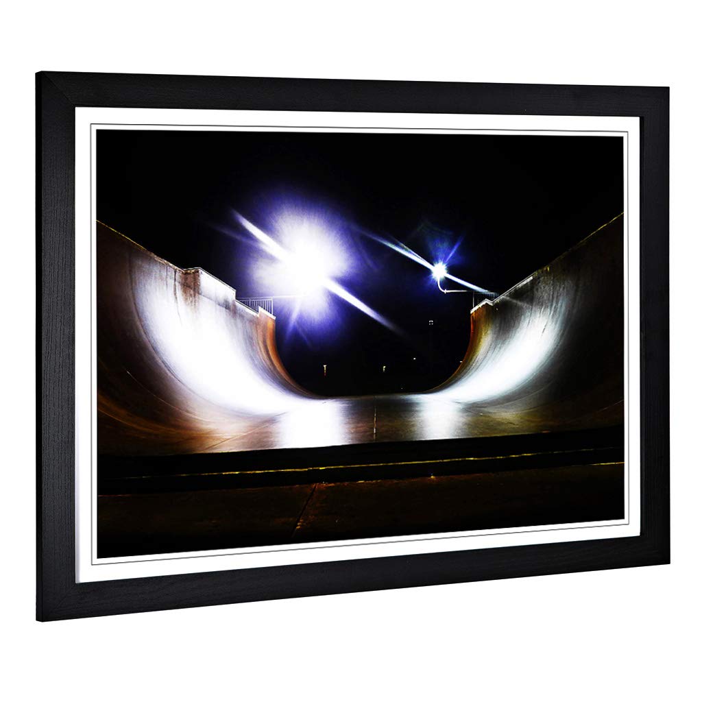 Big Box Art Framed Print of Halfpipe Skateboarding Design | Wall Art Picture | Home Decor for Kitchen, Living, Dining Room, Lounge, Bedroom, Hallway, Office, Black, A2 / 24.5x18 Inch / 62x45cm