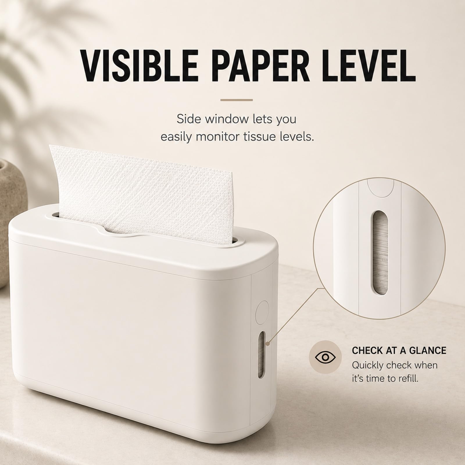 Dispensador de toallas de papel para encimera, dispensador de toallas de mano multipliegue blanco para dormitorio, baño, cocina, inodoro (blanco)