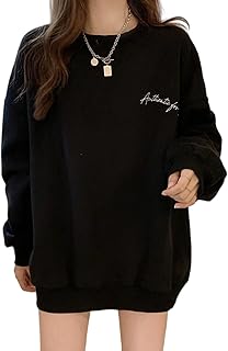 [TeMibery Lyric] トレーナー レディース 長袖 ロゴ パーカー スウェット ゆったり クルーネック カジュアル トップス プルオーバー おしゃれ 大きいサイズ 体型カバー 可愛い かわいい 暖かい 裏起毛 韓国 無地 通勤 春 秋 冬