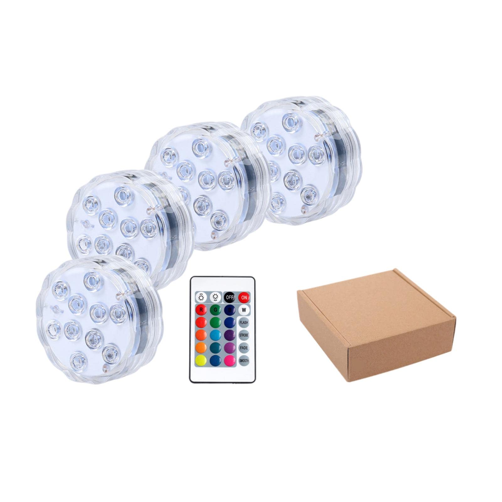 10-LEDs RGB Submersible LED Lights Pools Pond 7color Lights with Suction Cup 4 Light 1 Controller-image-15