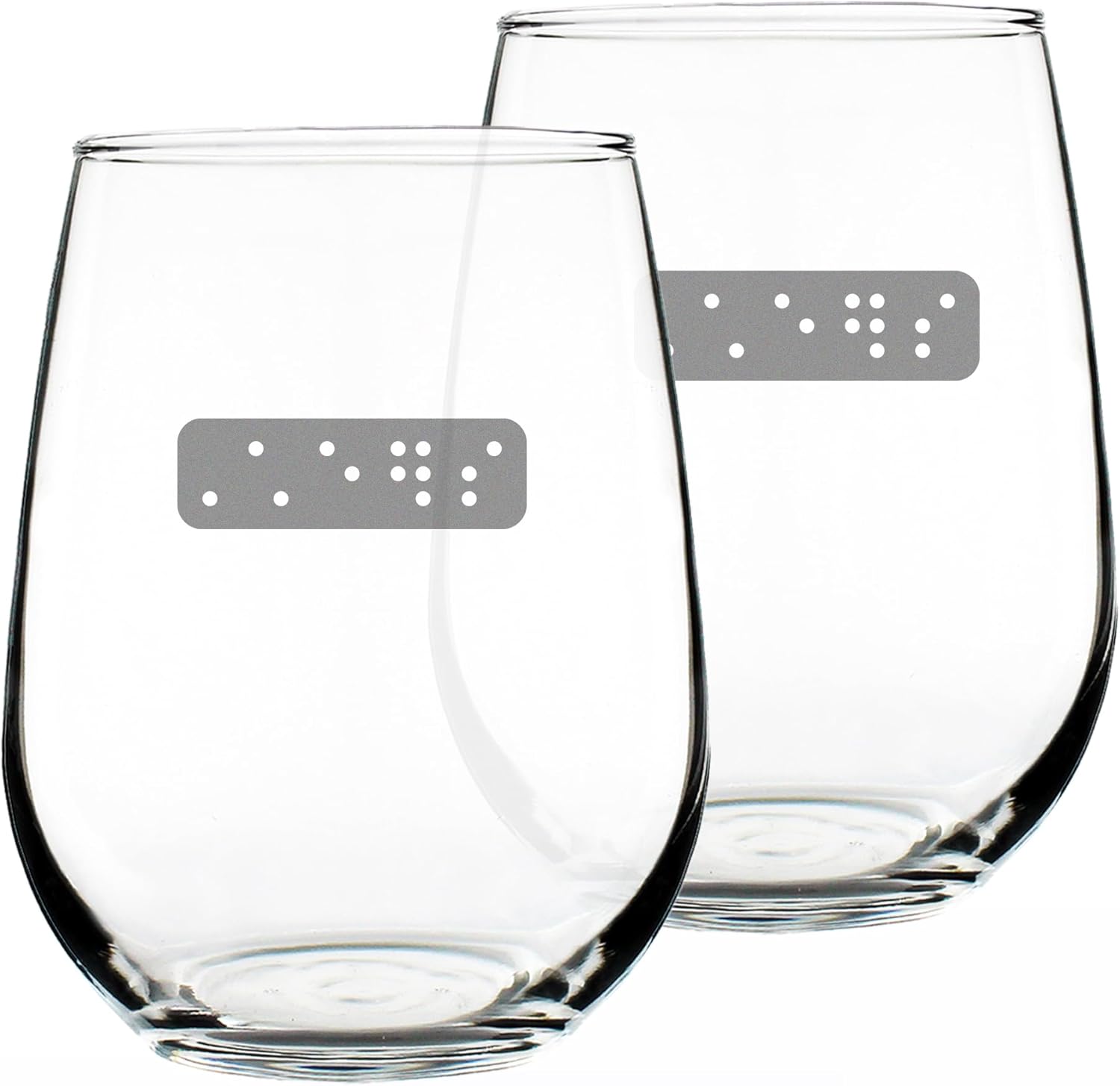 Bevvee Braille Cheers Stemless Wine Glass - Fun Braille Gifts for Braille Teachers and Visually Impaired or Blind Braille Readers - Set of 2 - Large 17 Oz Glasses