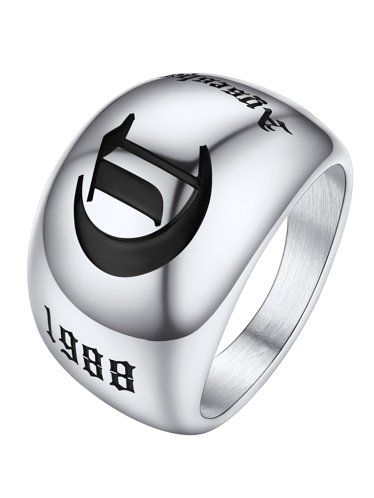 GOLDCHIC JEWELRY Chunky Dome Ring for Women, Stainless Steel Bold Stacking Croissant Statement Ring For Men (Size 7-12, Custom)