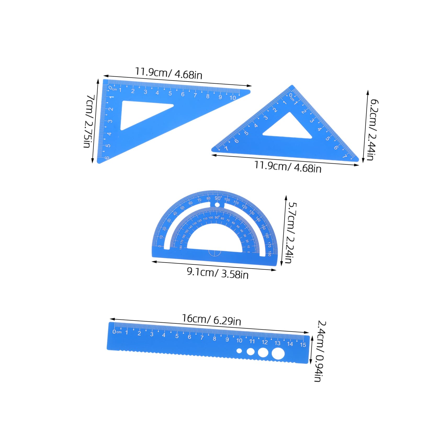 DOITOOL 5 Set Alluminio per Goniometro e Squadretta per Scolastico e Professionale Design Kit Versatile per Misurazioni Accurate