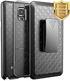 Galaxy Note 4 Case with [Tempered Glass Screen Protector], NageBee Combo Shell & Holster Case Super Slim Case w/ Built-In Kickstand [Swivel Belt Clip] For Samsung Galaxy Note 4 [SM-N910] - Black