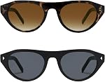 VANLINKER Lunettes de soleil rétro petites ovales pour les femmes Hommes Trendy Narrow Rond Cateye Shades VL9915