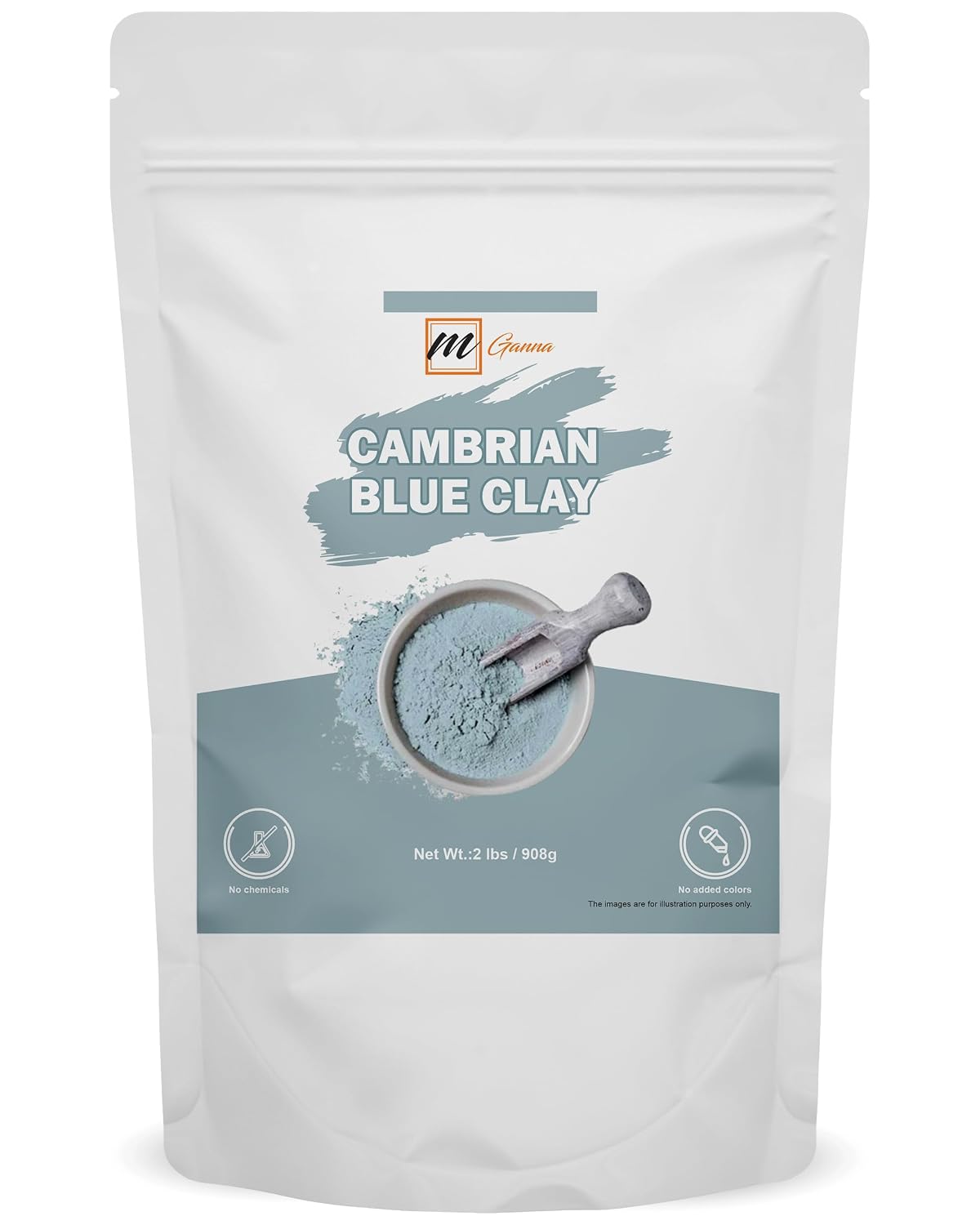 Cambrian/Serbian Blue Clay 2lbs / 908g for Facial Masks, Creams, Body Wraps, Soft Peels, Scrubs and Soap Making