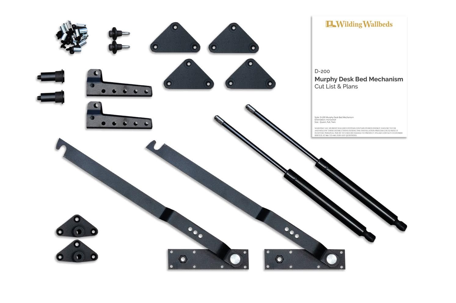 Wilding Wallbeds D200 Murphy Desk Bed Kit (Queen) - Ultimate DIY Wallbed Frame Hardware Kit with Always-Level Desk